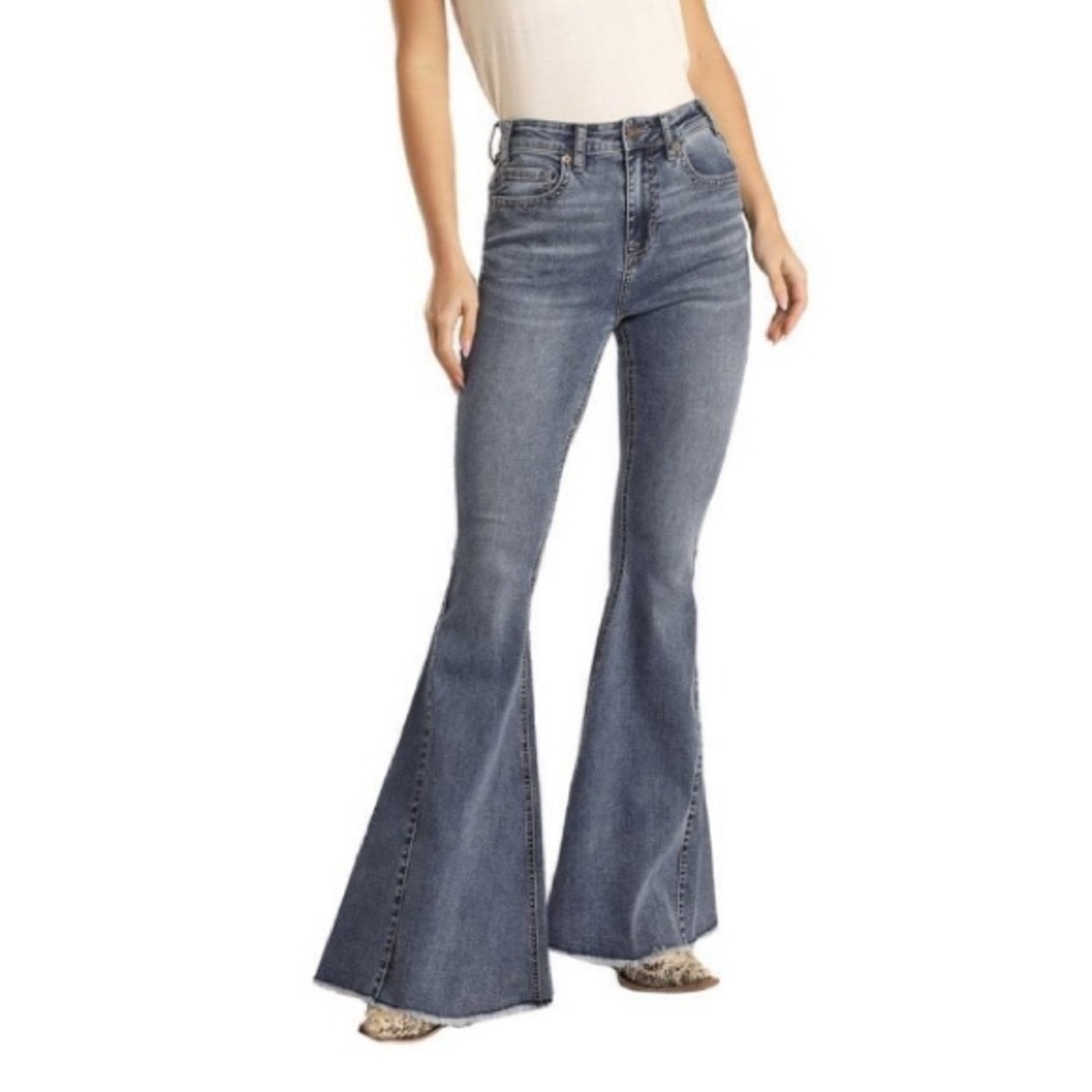 Rock & Roll Cowgirl Women's High Rise boho Bell Bottoms sz 27/36 - RASPBERRY